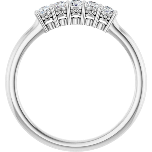 Platinum Round Natural Diamond Five-Stone Anniversary Band – 1/6–5/8 CTW - view 2
