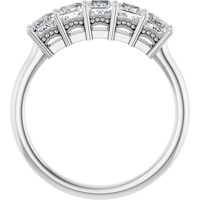 Platinum Square Natural Diamond Five-Stone Anniversary Band – 1/4–1 CTW - view 2