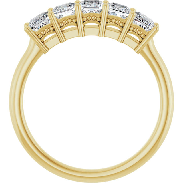 14K Gold Square Natural Diamond Five-Stone Anniversary Band – 1/4–1 CTW - Yellow Gold - view 2