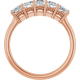 14K Gold Square Natural Diamond Five-Stone Anniversary Band – 1/4–1 CTW - Rose Gold - view 2