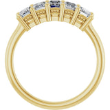 14K Gold Emerald Lab-Grown Diamond Five-Stone Anniversary Band – 1 3/4–3 CTW - Yellow Gold - view 2