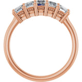 14K Gold Emerald Natural Diamond Five-Stone Anniversary Band – 1 3/4–3 CTW - Rose Gold - view 2
