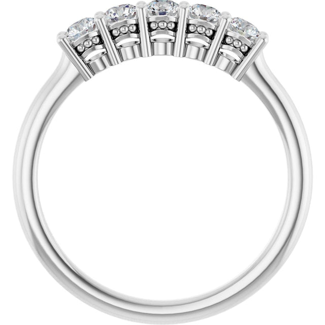 14K Gold Round Natural Diamond Five-Stone Anniversary Band – 1/6–5/8 CTW (Style 123844) - White Gold - view 2
