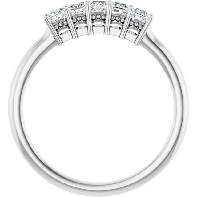 14K Gold Square Natural Diamond Five-Stone Anniversary Band – 1/4–1 CTW - White Gold - view 2