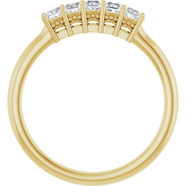 14K Gold Square Natural Diamond Five-Stone Anniversary Band – 1/4–1 CTW - Yellow Gold - view 2