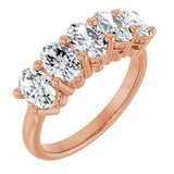 14K Gold Oval Natural Diamond Five-Stone Anniversary Band – 1 7/8 CTW - Rose Gold