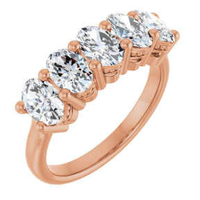 14K Gold Oval Lab-Grown Diamond Five-Stone Anniversary Band – 9/10–1 7/8 CTW - Rose Gold