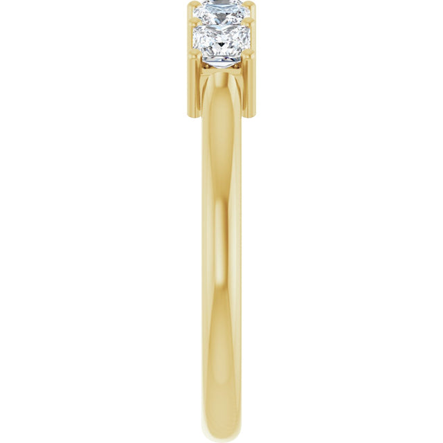 14K Gold Square Natural Diamond Five-Stone Anniversary Band – 1/4–1 CTW - Yellow Gold - view 4