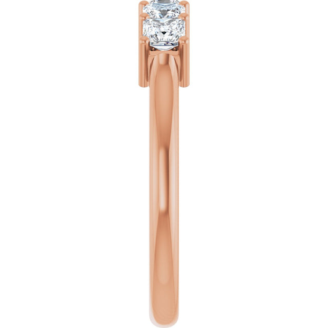 14K Gold Square Natural Diamond Five-Stone Anniversary Band – 1/4–1 CTW - Rose Gold - view 4