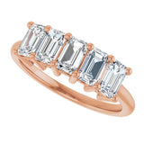 14K Gold Emerald Natural Diamond Five-Stone Anniversary Band – 1 3/4–3 CTW - Rose Gold - view 5