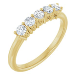 14K Gold Round Natural Diamond Five-Stone Anniversary Band – 1/6–5/8 CTW (Style 123844) - Yellow Gold