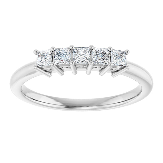 Platinum Square Natural Diamond Five-Stone Anniversary Band – 1/4–1 CTW - view 3