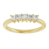 14K Gold Square Natural Diamond Five-Stone Anniversary Band – 1/4–1 CTW - Yellow Gold - view 3