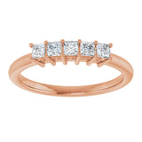 14K Gold Square Natural Diamond Five-Stone Anniversary Band – 1/4–1 CTW - Rose Gold - view 3