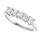 14K Gold Square Natural Diamond Five-Stone Anniversary Band – 1/4–1 CTW - White Gold - view 5
