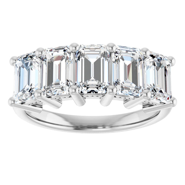 Platinum Emerald Lab-Grown Diamond Five-Stone Anniversary Band – 1 3/4–3 CTW - view 3