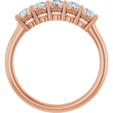 14K Gold Round Natural Diamond Five-Stone Anniversary Band – 1/6–5/8 CTW (Style 123844) - Rose Gold - view 2
