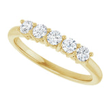 14K Gold Round Natural Diamond Five-Stone Anniversary Band – 1/6–5/8 CTW (Style 123844) - Yellow Gold - view 5