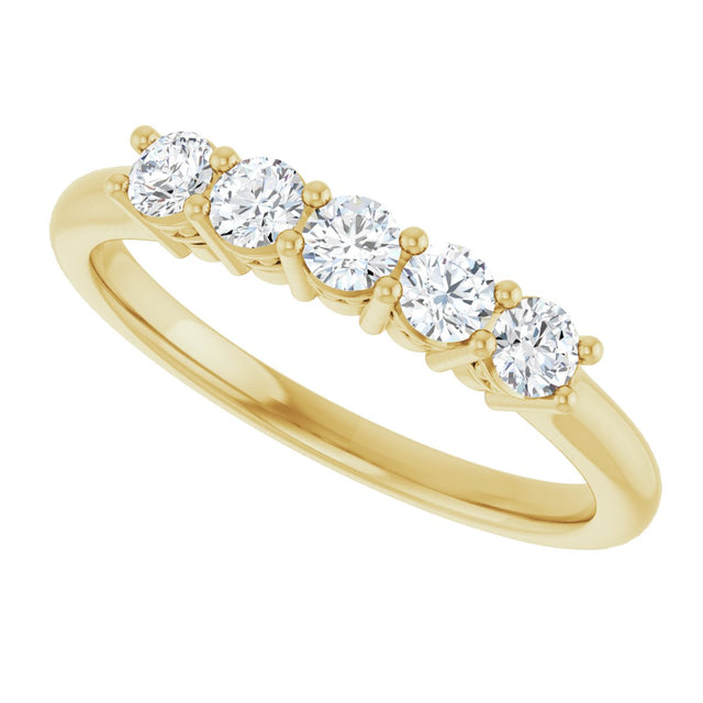 14K Gold Round Natural Diamond Five-Stone Anniversary Band – 1/6–5/8 CTW (Style 123844) - Yellow Gold - view 5