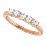 14K Gold Round Natural Diamond Five-Stone Anniversary Band – 1/6–5/8 CTW (Style 123844) - Rose Gold - view 5