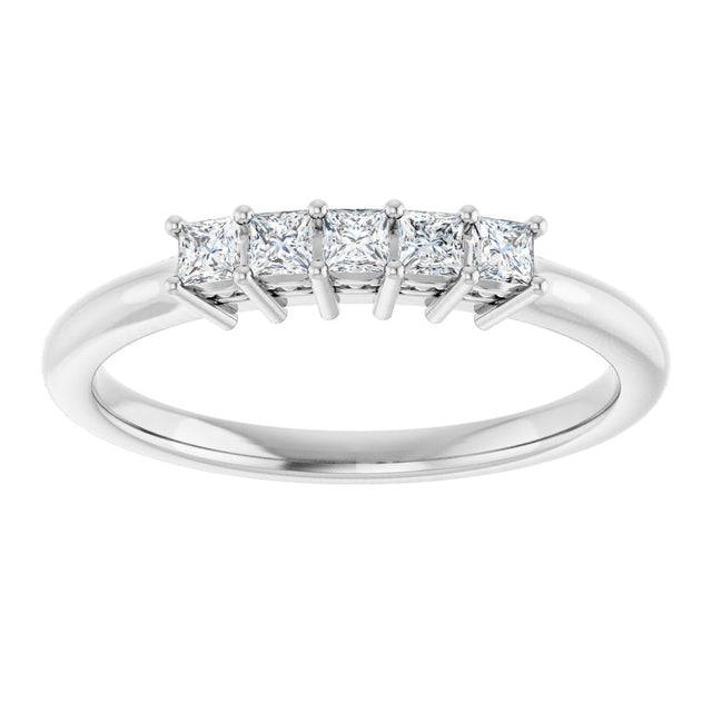 Platinum Square Natural Diamond Five-Stone Anniversary Band – 1/4–1 CTW - view 3