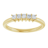 14K Gold Square Natural Diamond Five-Stone Anniversary Band – 1/4–1 CTW - Yellow Gold - view 3