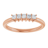 14K Gold Square Natural Diamond Five-Stone Anniversary Band – 1/4–1 CTW - Rose Gold - view 3