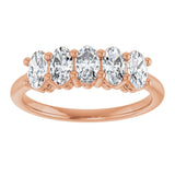 14K Gold Oval Lab-Grown Diamond Five-Stone Anniversary Band – 9/10–1 7/8 CTW - Rose Gold - view 3
