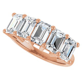 14K Gold Emerald Lab-Grown Diamond Five-Stone Anniversary Band – 1 3/4–3 CTW - Rose Gold - view 5