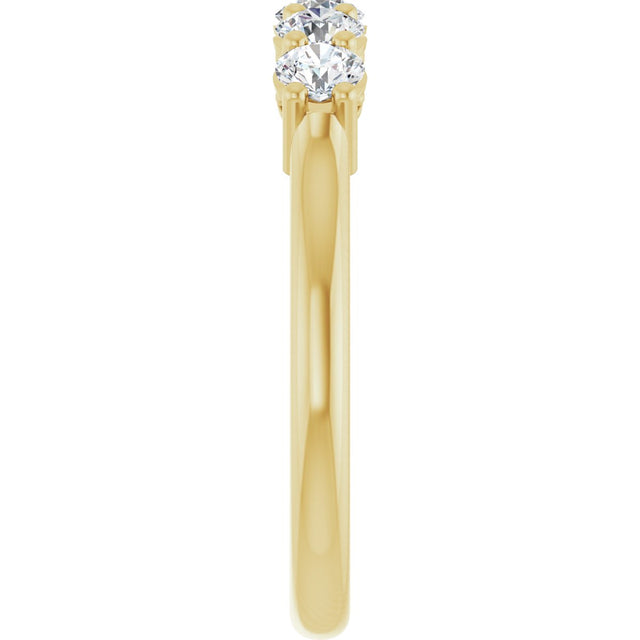 14K Gold Round Natural Diamond Five-Stone Anniversary Band – 1/6–5/8 CTW (Style 123844) - Yellow Gold - view 4