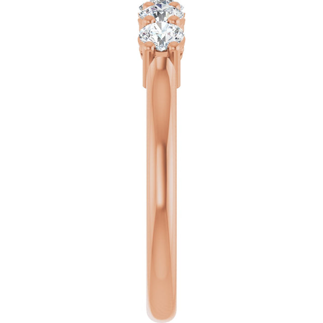 14K Gold Round Natural Diamond Five-Stone Anniversary Band – 1/6–5/8 CTW (Style 123844) - Rose Gold - view 4