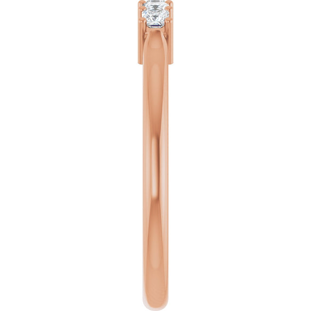 14K Gold Square Natural Diamond Five-Stone Anniversary Band – 1/4–1 CTW - Rose Gold - view 4