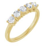14K Gold Round Lab-Grown Diamond Five-Stone Anniversary Band – 1/6–1/2 CTW - Yellow Gold