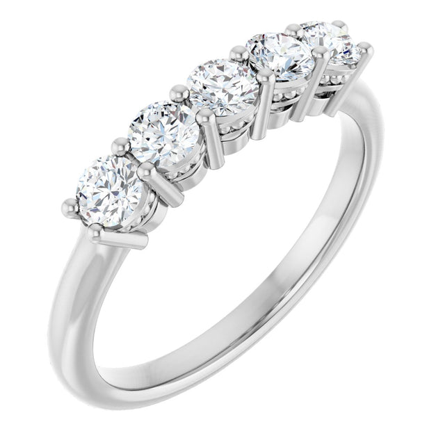 Platinum Round Lab-Grown Diamond Five-Stone Anniversary Band – 1/6–1/2 CTW
