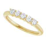 14K Gold Round Natural Diamond Five-Stone Anniversary Band – 1/6–5/8 CTW (Style 123844) - Yellow Gold - view 5