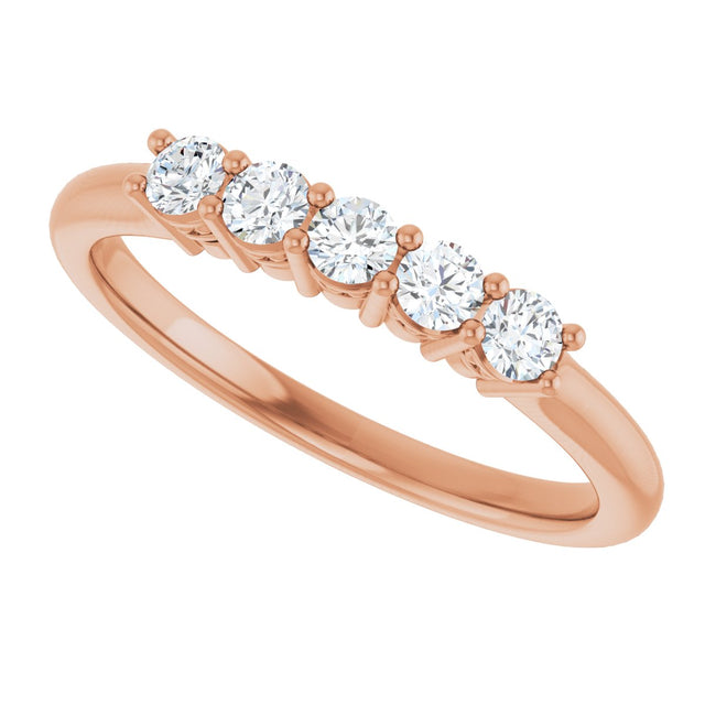 14K Gold Round Natural Diamond Five-Stone Anniversary Band – 1/6–5/8 CTW (Style 123844) - Rose Gold - view 5