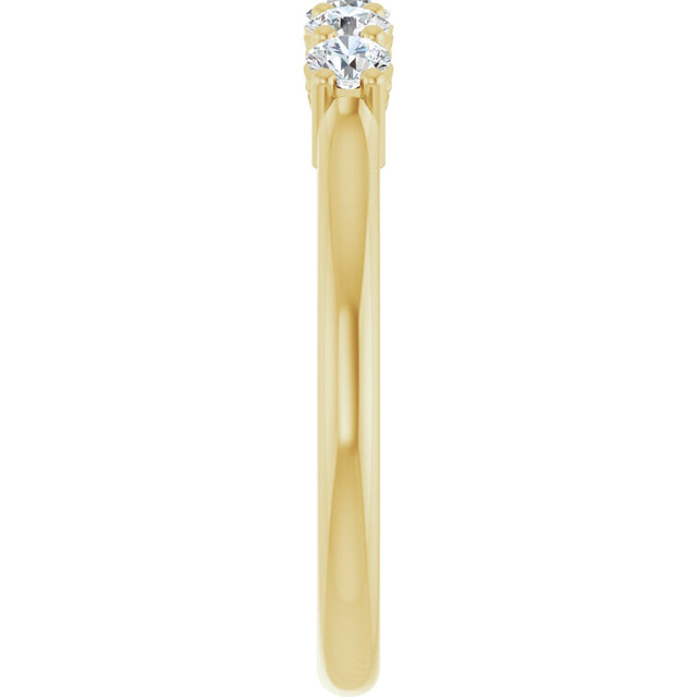 14K Gold Round Natural Diamond Five-Stone Anniversary Band – 1/6–5/8 CTW (Style 123844) - Yellow Gold - view 4
