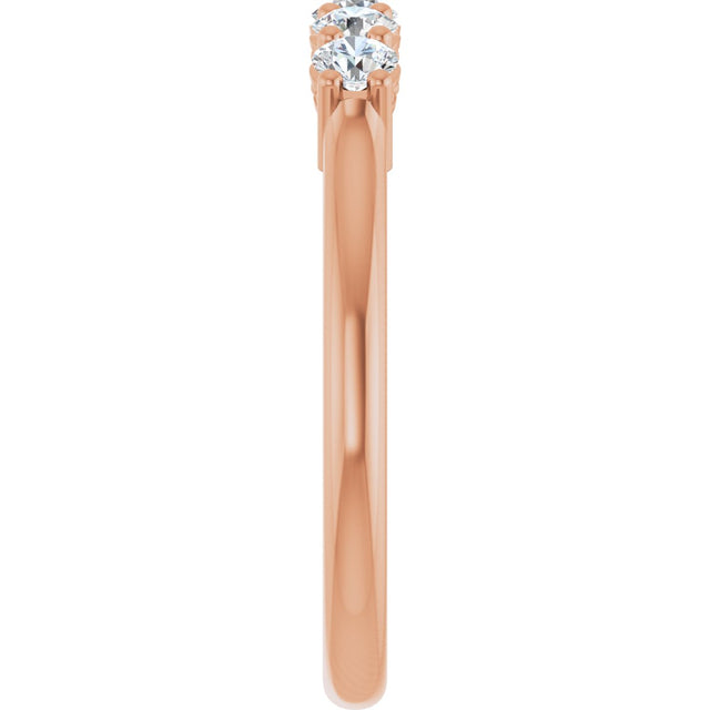 14K Gold Round Natural Diamond Five-Stone Anniversary Band – 1/6–5/8 CTW (Style 123844) - Rose Gold - view 4