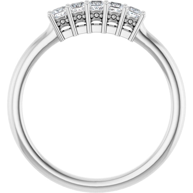 14K Gold Square Natural Diamond Five-Stone Anniversary Band – 1/4–1 CTW - White Gold - view 2