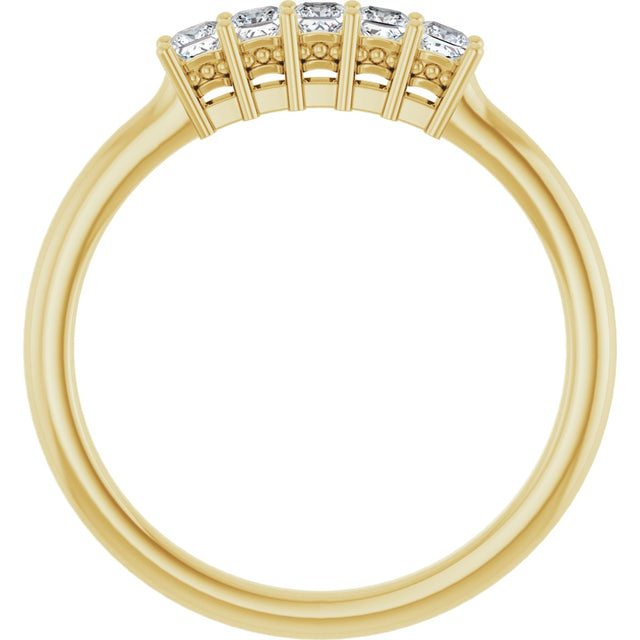 14K Gold Square Natural Diamond Five-Stone Anniversary Band – 1/4–1 CTW - Yellow Gold - view 2