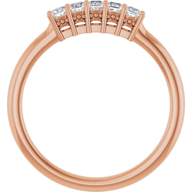 14K Gold Square Natural Diamond Five-Stone Anniversary Band – 1/4–1 CTW - Rose Gold - view 2
