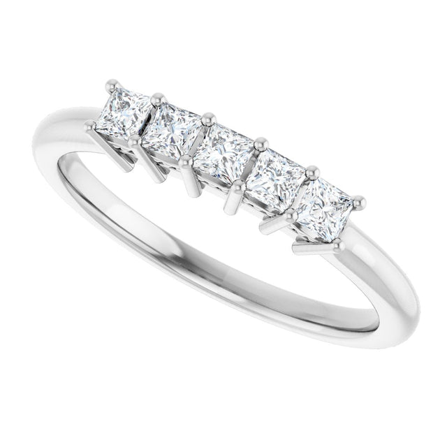Platinum Square Natural Diamond Five-Stone Anniversary Band – 1/4–1 CTW - view 5