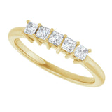 14K Gold Square Natural Diamond Five-Stone Anniversary Band – 1/4–1 CTW - Yellow Gold - view 5