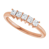 14K Gold Square Natural Diamond Five-Stone Anniversary Band – 1/4–1 CTW - Rose Gold - view 5