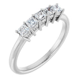 14K Gold Square Natural Diamond Five-Stone Anniversary Band – 1/4–1 CTW - White Gold