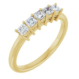 14K Gold Square Natural Diamond Five-Stone Anniversary Band – 1/4–1 CTW - Yellow Gold