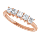 14K Gold Square Natural Diamond Five-Stone Anniversary Band – 1/4–1 CTW - Rose Gold - view 5