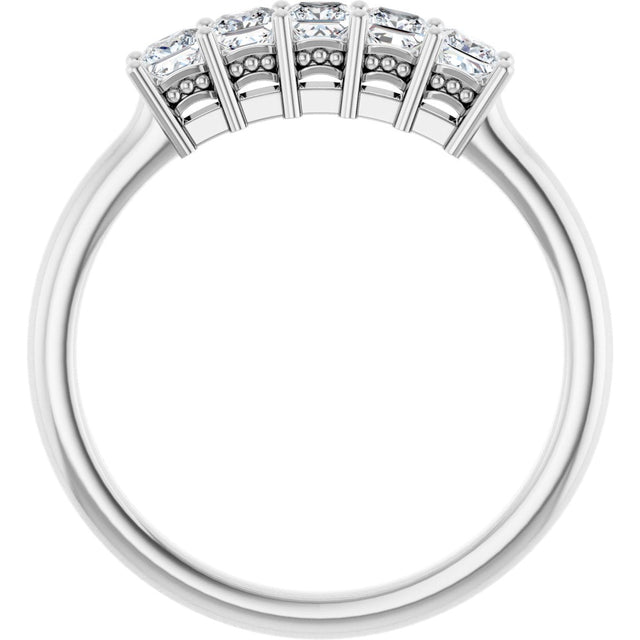 14K Gold Square Natural Diamond Five-Stone Anniversary Band – 1/4–1 CTW - White Gold - view 2