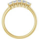14K Gold Square Natural Diamond Five-Stone Anniversary Band – 1/4–1 CTW - Yellow Gold - view 2