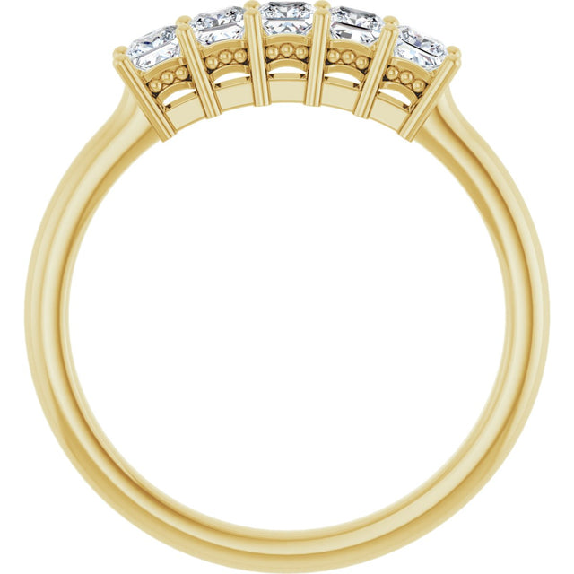 14K Gold Square Natural Diamond Five-Stone Anniversary Band – 1/4–1 CTW - Yellow Gold - view 2
